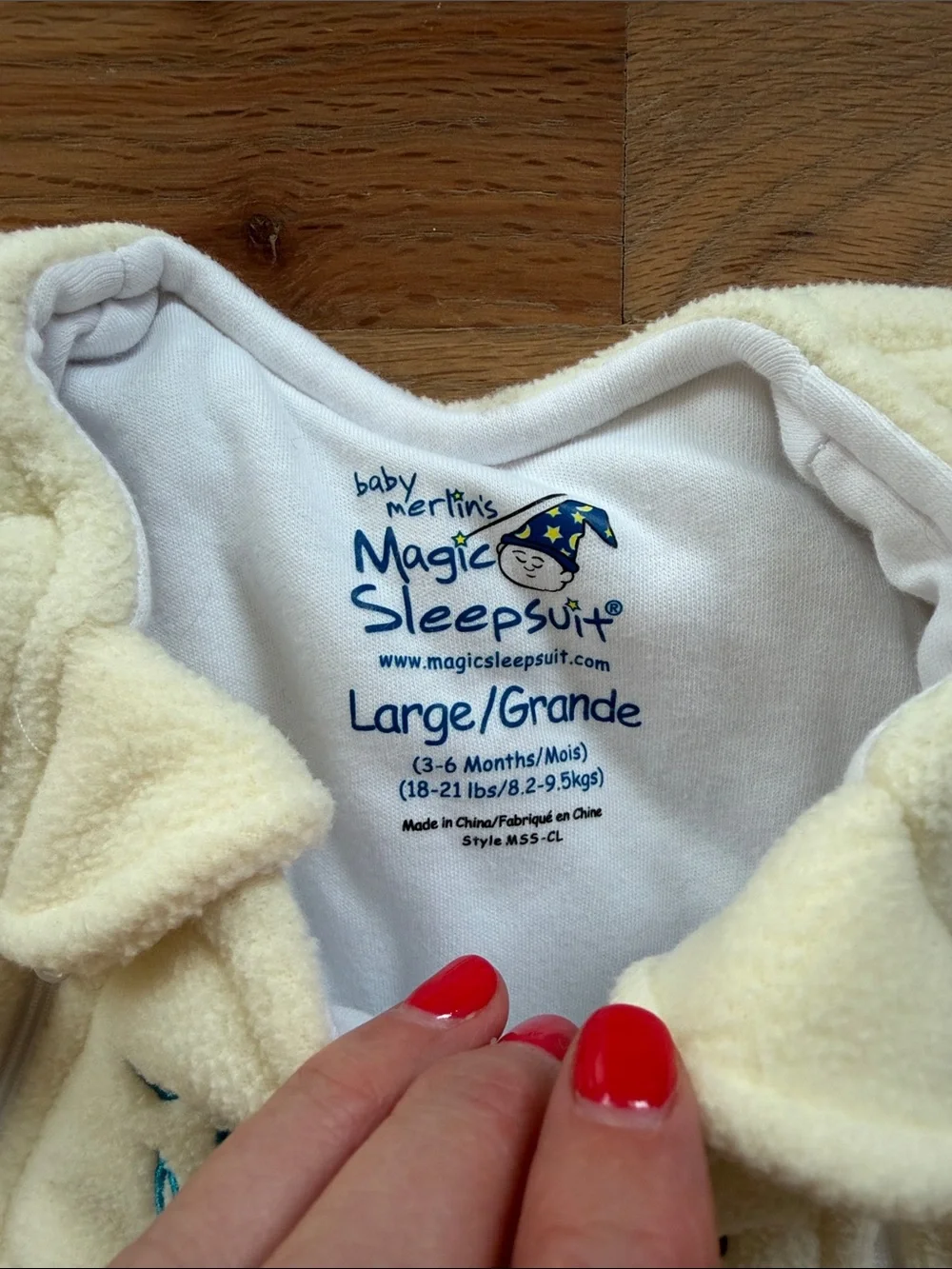 Baby Merlin’s Magic Sleepsuit Cream Micro-Fleece Large 3-6M 18-21 lbs